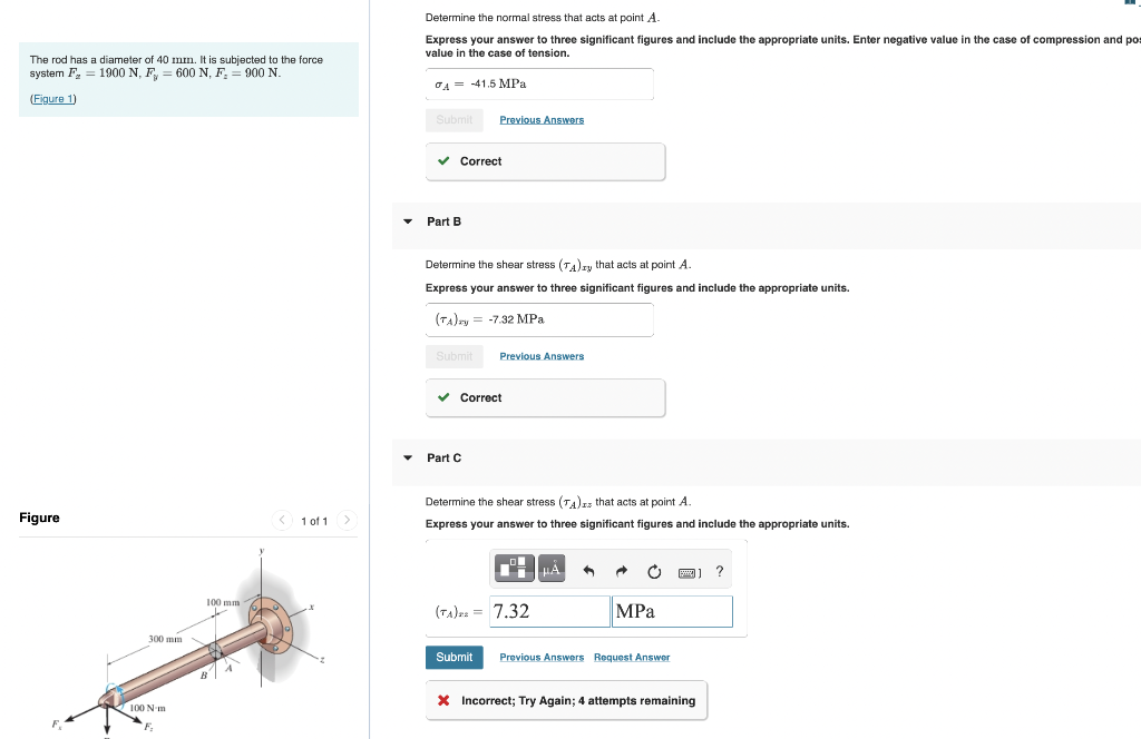 Solved Determine The Normal Stress That Acts At Point A. | Chegg.com