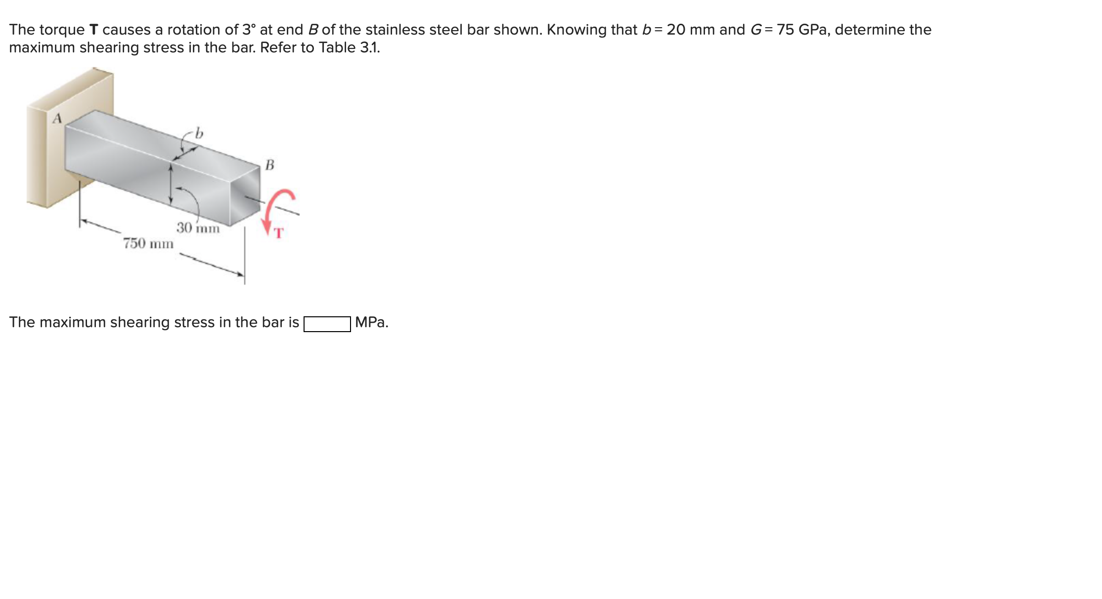 Solved The Torque T Causes A Rotation Of 3∘ At End B Of The | Chegg.com