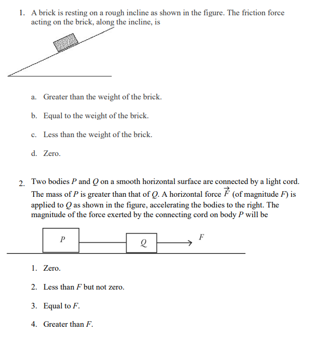 Solved 1. A brick is resting on a rough incline as shown in | Chegg.com