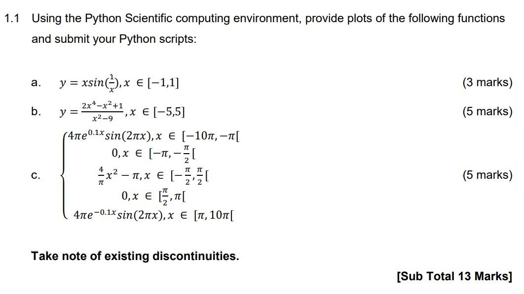 Solved .1 Using the Python Scientific computing environment, | Chegg.com