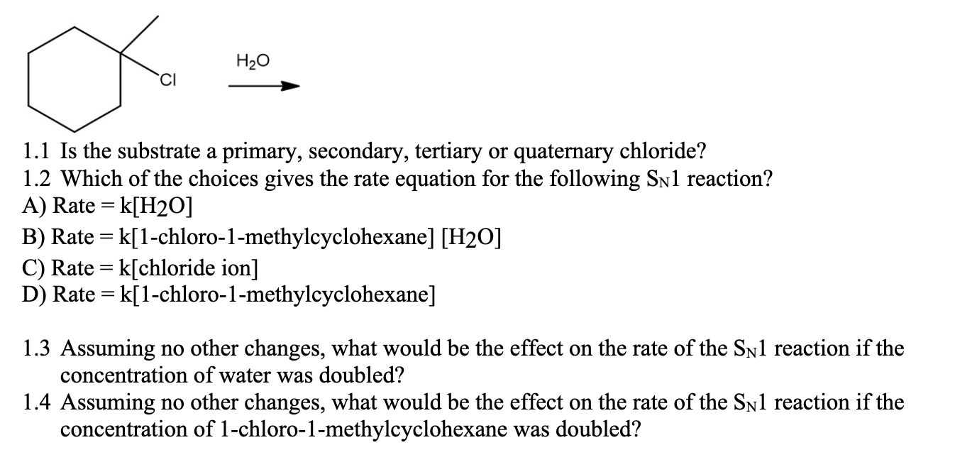 Solved 1.1 Is the substrate a primary, secondary, tertiary | Chegg.com