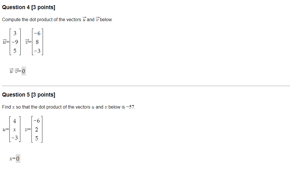 Solved Compute the dot product of the vectors u and v below. | Chegg.com