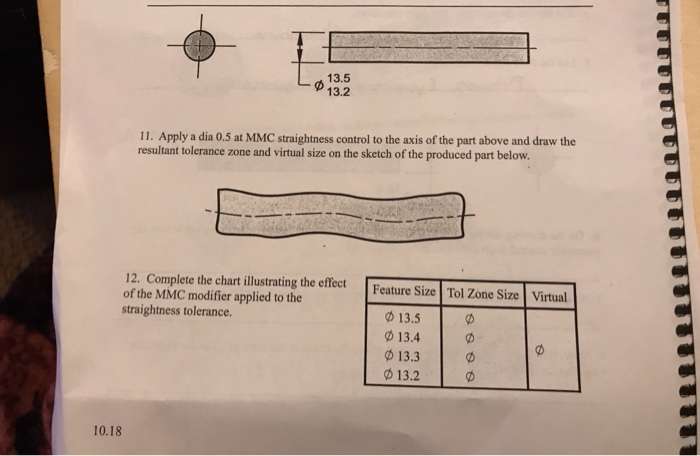 Solved 13.5 13.2 11. Apply a dia 0.5 at MMC straightness | Chegg.com