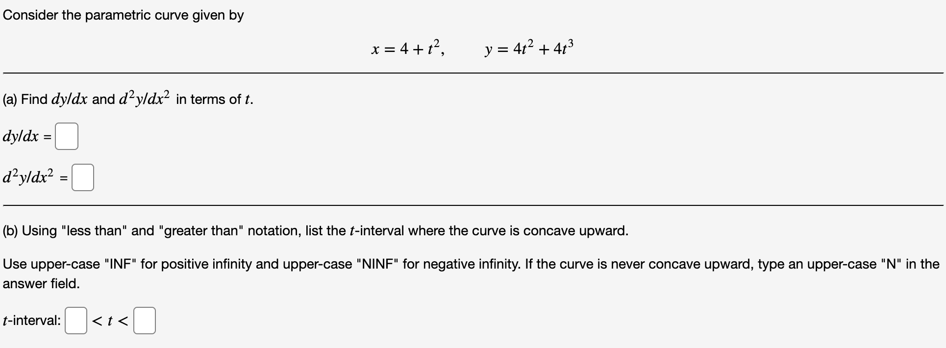 Solved Consider the parametric curve given by x = 4 +t?, y = | Chegg.com