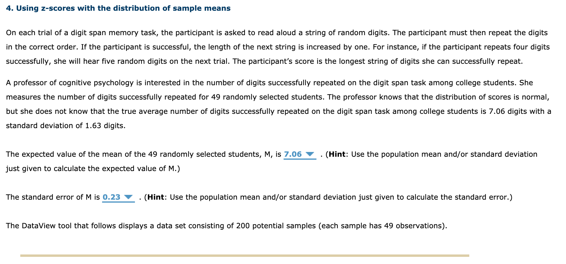 Solved 4. Using z-scores with the distribution of sample