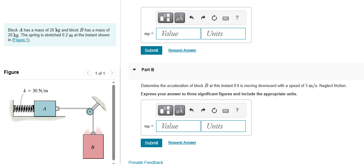 Solved Block A Has A Mass Of 20 Kg And Block B Has A Mass Of | Chegg.com