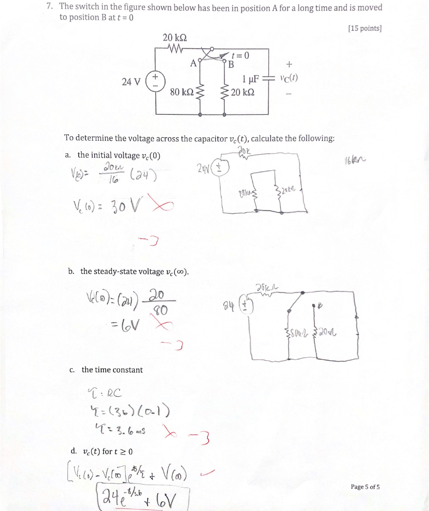 Solved 7. The switch in the figure shown below has been in | Chegg.com