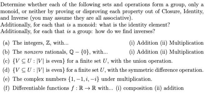 Solved Determine whether each of the following sets and | Chegg.com