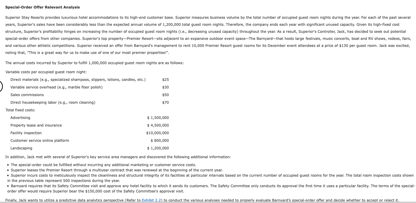 SpecialOrder Offer Relevant Analysis noting that,