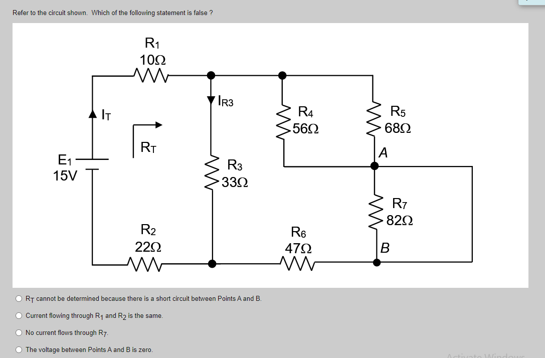Solved Refer to the circuit shown. Which of the following | Chegg.com