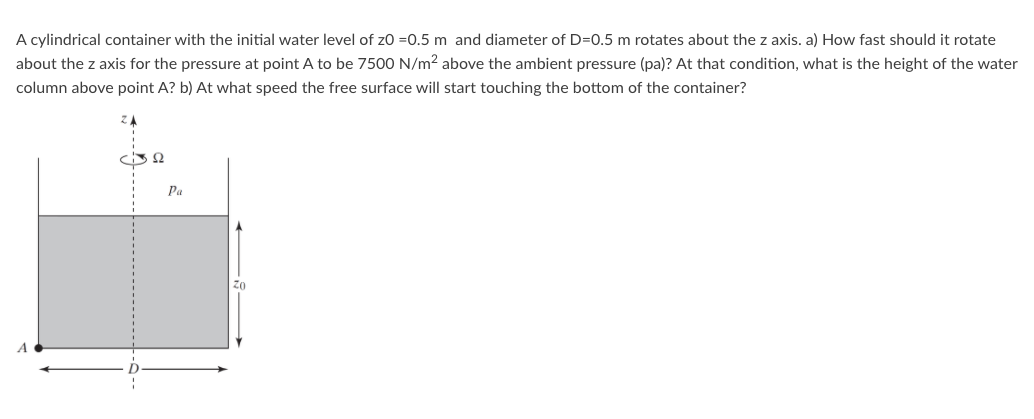 Solved A Cylindrical Container With The Initial Water Level | Chegg.com