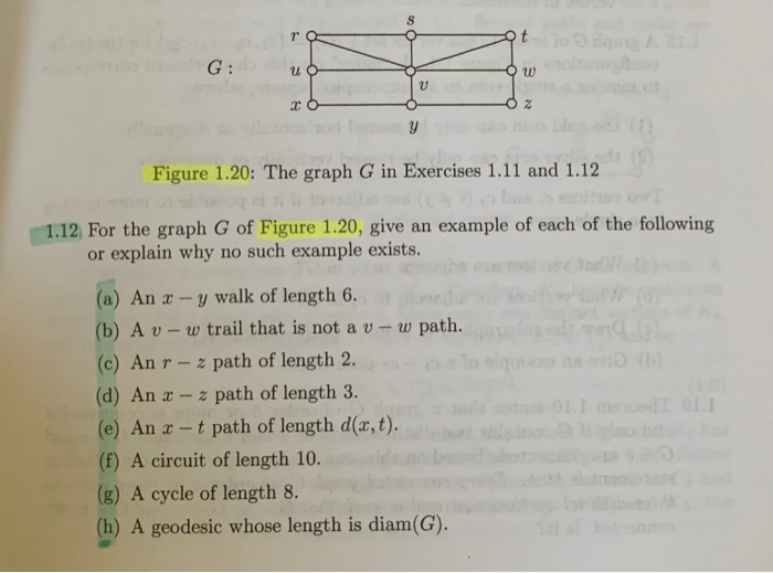 Solved To G No Ow Ty Figure 1 The Graph G In Exerci Chegg Com