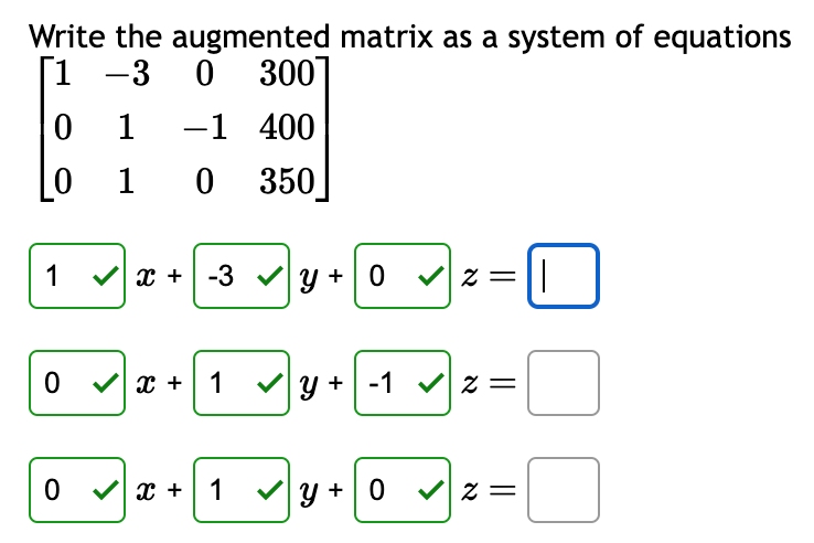 Solved Write the augmented matrix as a system of equations | Chegg.com