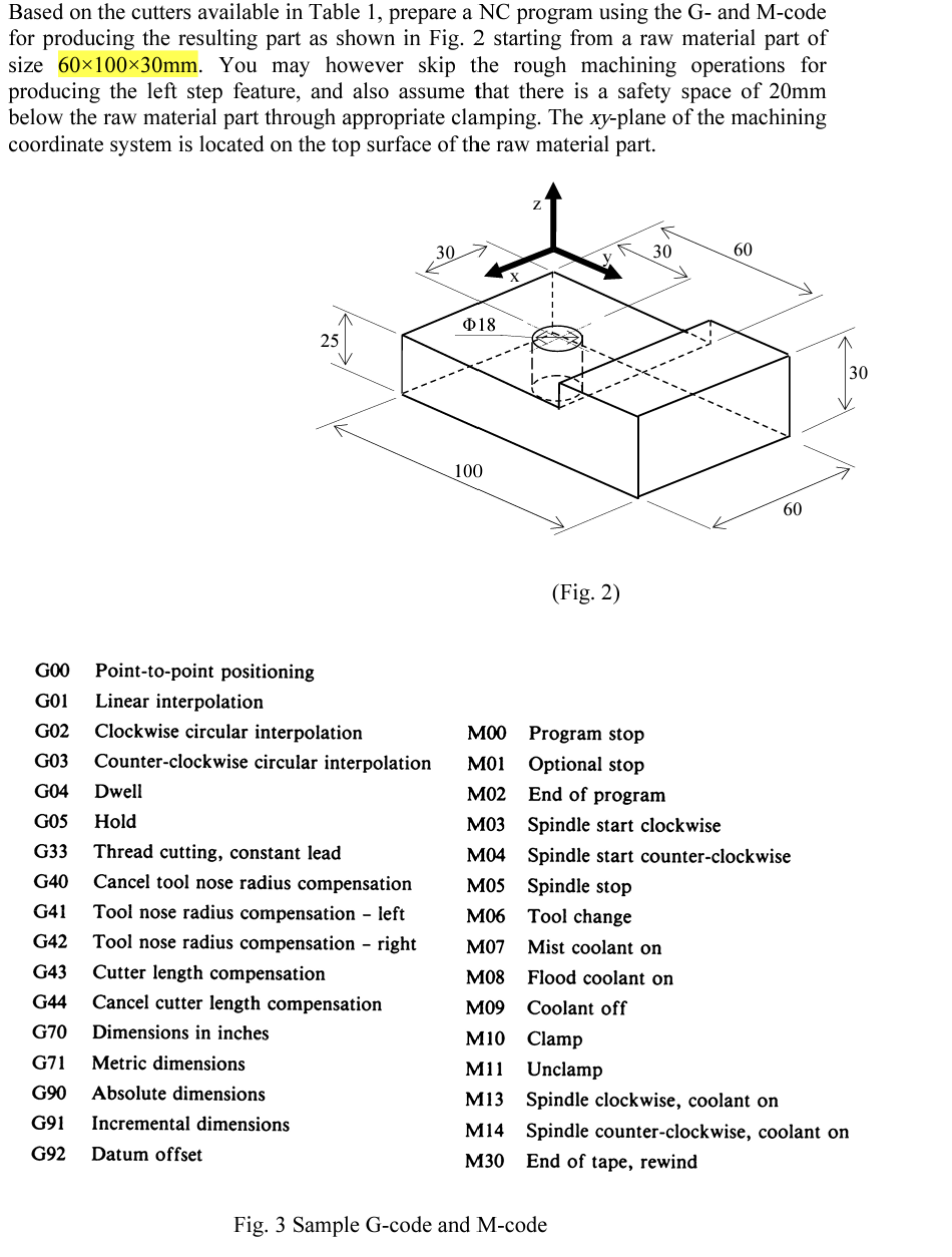 Solved Based on the cutters available in Table 1, prepare a | Chegg.com