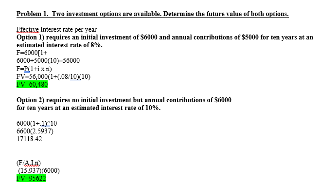 Solved Problem 1. Two investment options are available. | Chegg.com