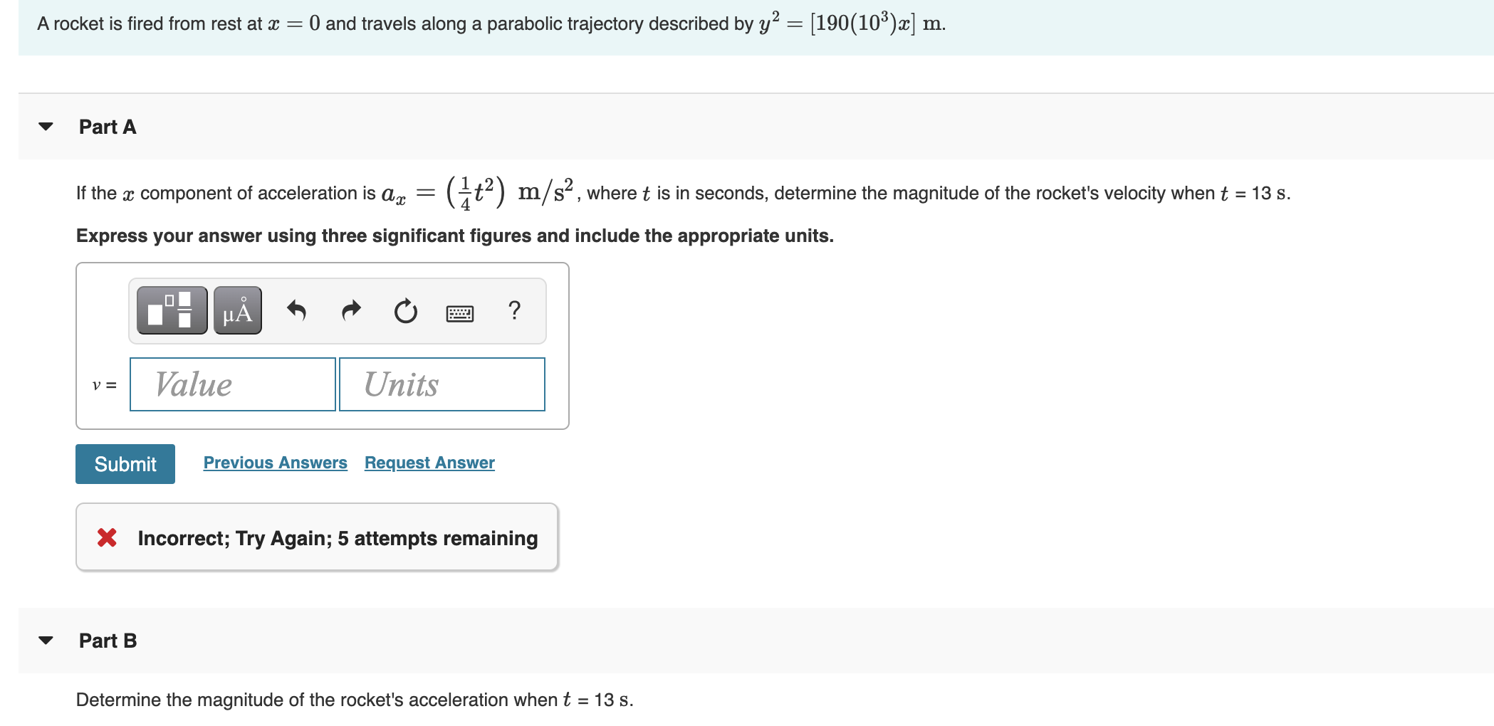 Solved A Rocket Is Fired From Rest At X = 0 And Travels | Chegg.com