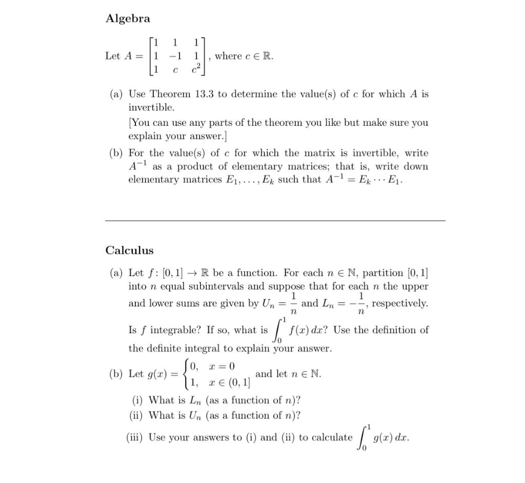 Solved Theorem 13.3. Let A be an n n matrix. The following Chegg