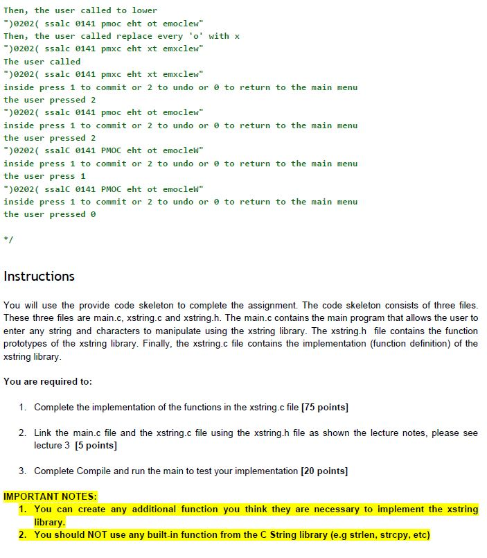 Solved Problem Overview You will implement a basic string | Chegg.com