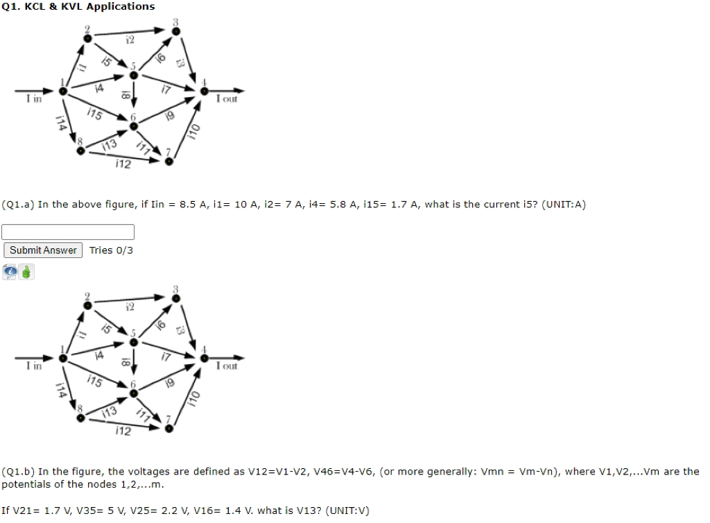 Solved Q1. KCL & KVL Applications 12 14 I in I out 115 111 | Chegg.com