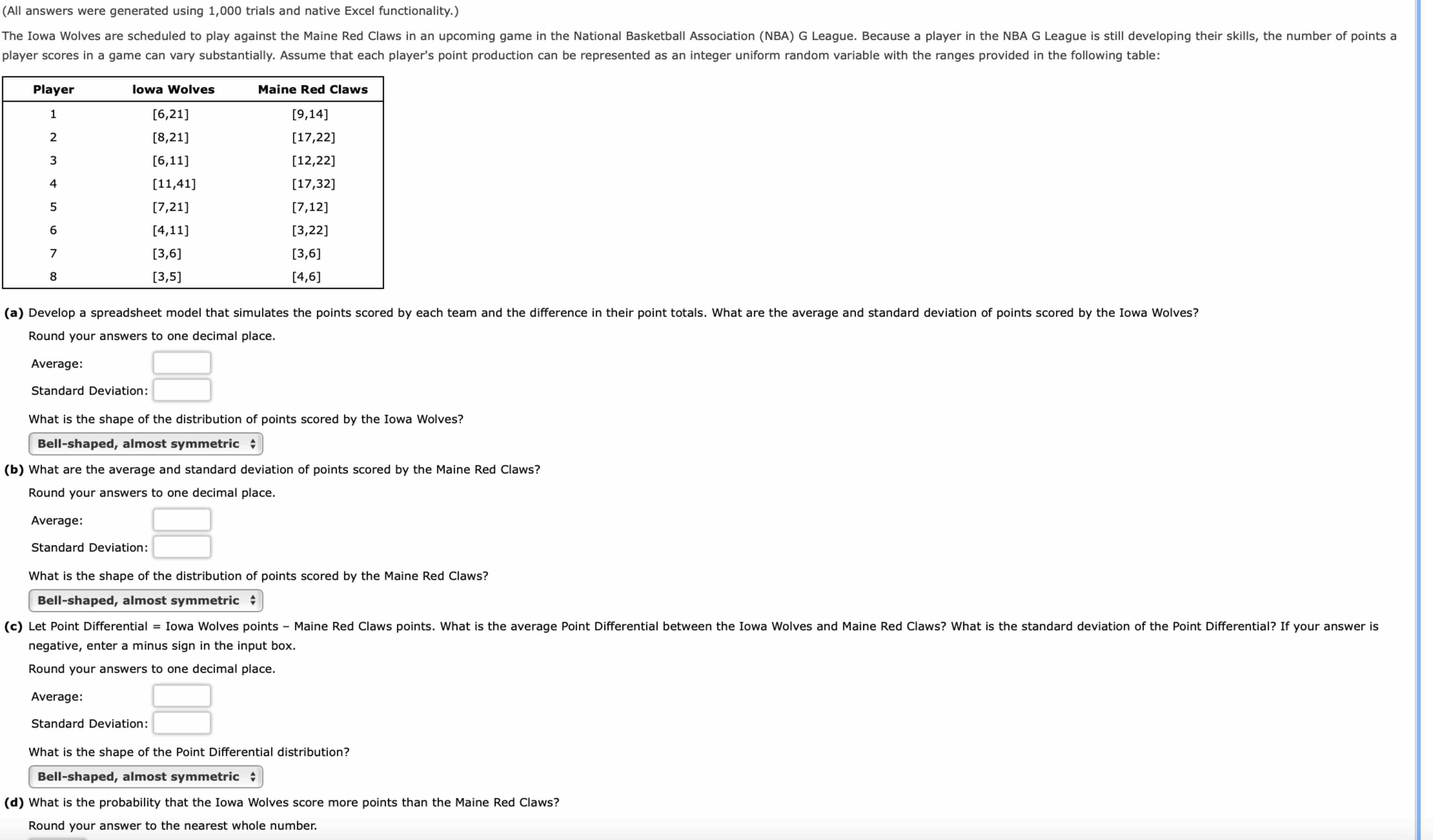 Solved Please answer in Excel. | Chegg.com