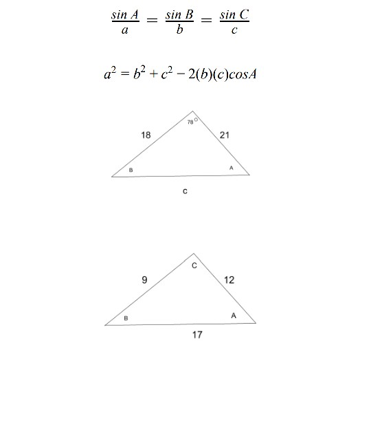 Solved sin A = sinB = sin C a a = b2 +62-2(b)(c)cosA | Chegg.com