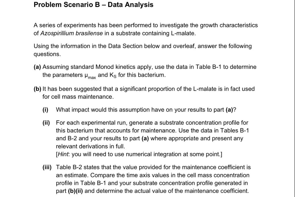 Solved Problem Scenario B - Data Analysis A Series Of | Chegg.com