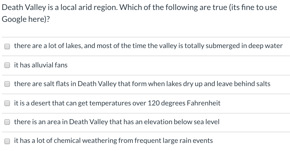 Solved Death Valley is a local arid region. Which of the | Chegg.com