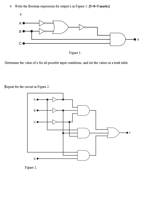 Solved 4. Write the Boolean expression for output x in | Chegg.com