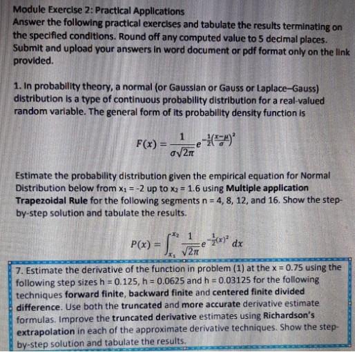 Solved Module Exercise 2: Practical Applications Answer the | Chegg.com