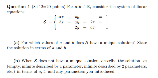 Solved Question 1 (8+12=20 Points) For A, B E R, Consider | Chegg.com