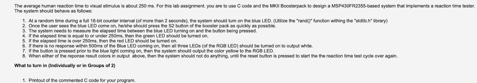 The system should behave as follows: 1. At a random | Chegg.com