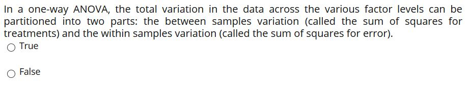 Solved In a one-way ANOVA, the total variation in the data | Chegg.com