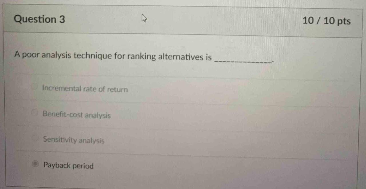 Solved Question 3 10 / 10 pts A poor analysis technique for | Chegg.com