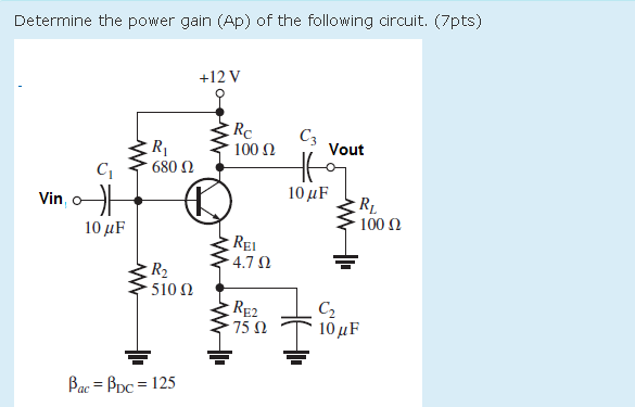 Solved Determine the power gain (Ap) of the following | Chegg.com