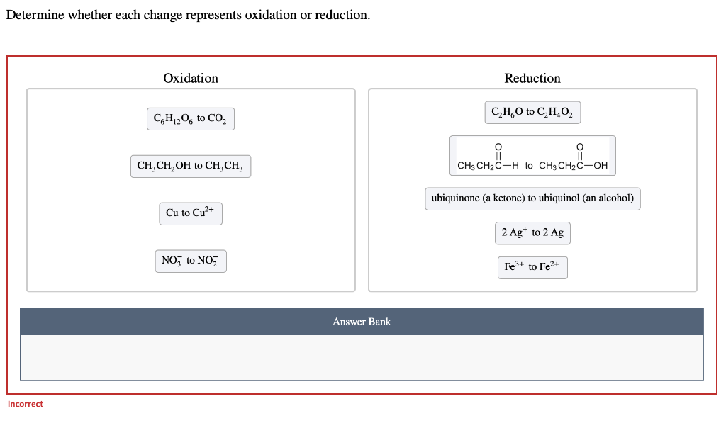Solved Determine whether each change represents oxidation or | Chegg.com