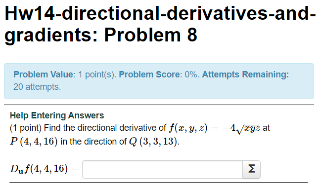 Solved Hw14-directional-derivatives-and- Gradients: Problem | Chegg.com