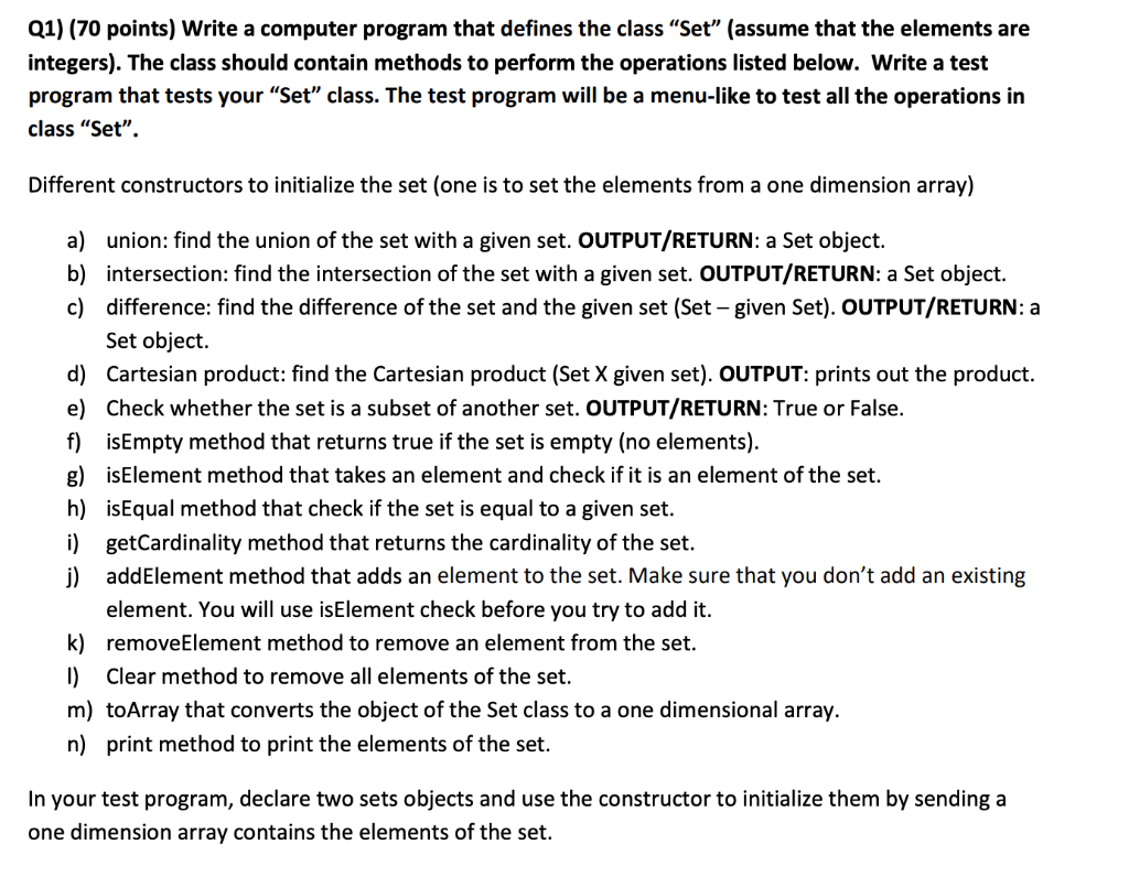 Solved Q1) (70 points) Write a computer program that defines