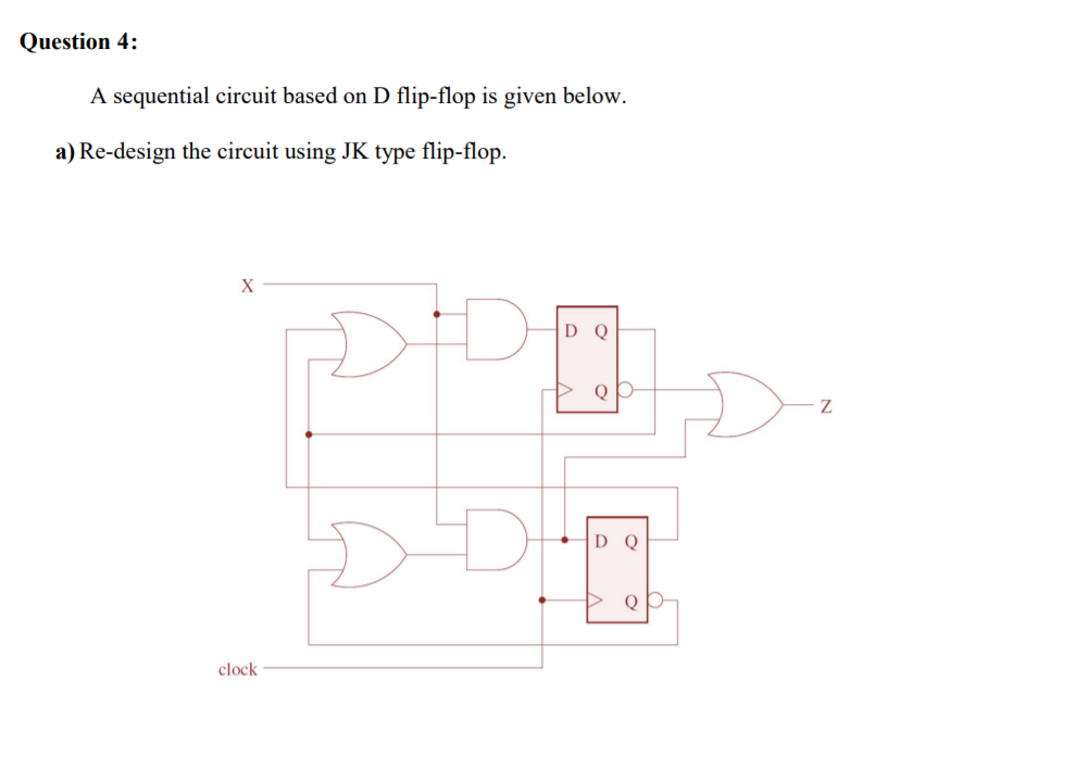 Solved Question 4: A sequential circuit based on D flip-flop | Chegg.com