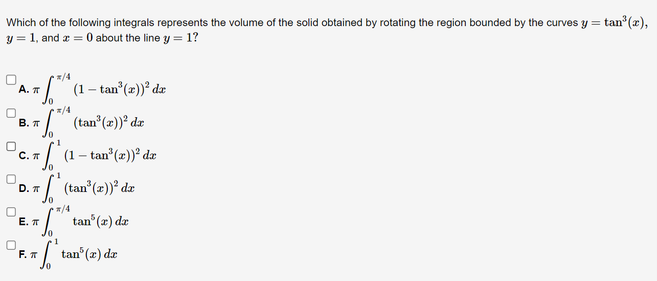 Solved Which Of The Following Integrals Represents The | Chegg.com