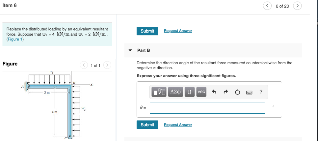 Solved Item 6 6 of 20 Replace the distributed loading by an | Chegg.com