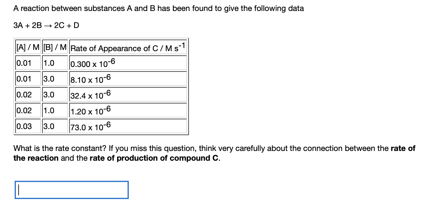 Solved A reaction between substances A and B has been found | Chegg.com