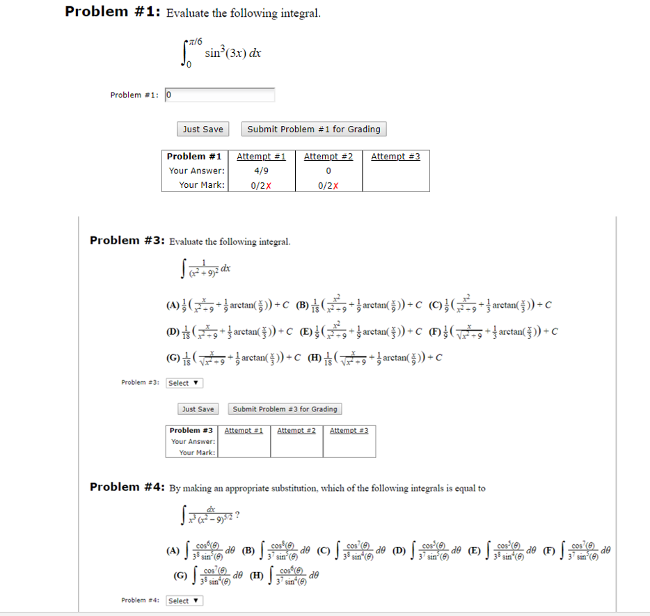 Solved Problem #1: Evaluate the following integral 7/6 | Chegg.com