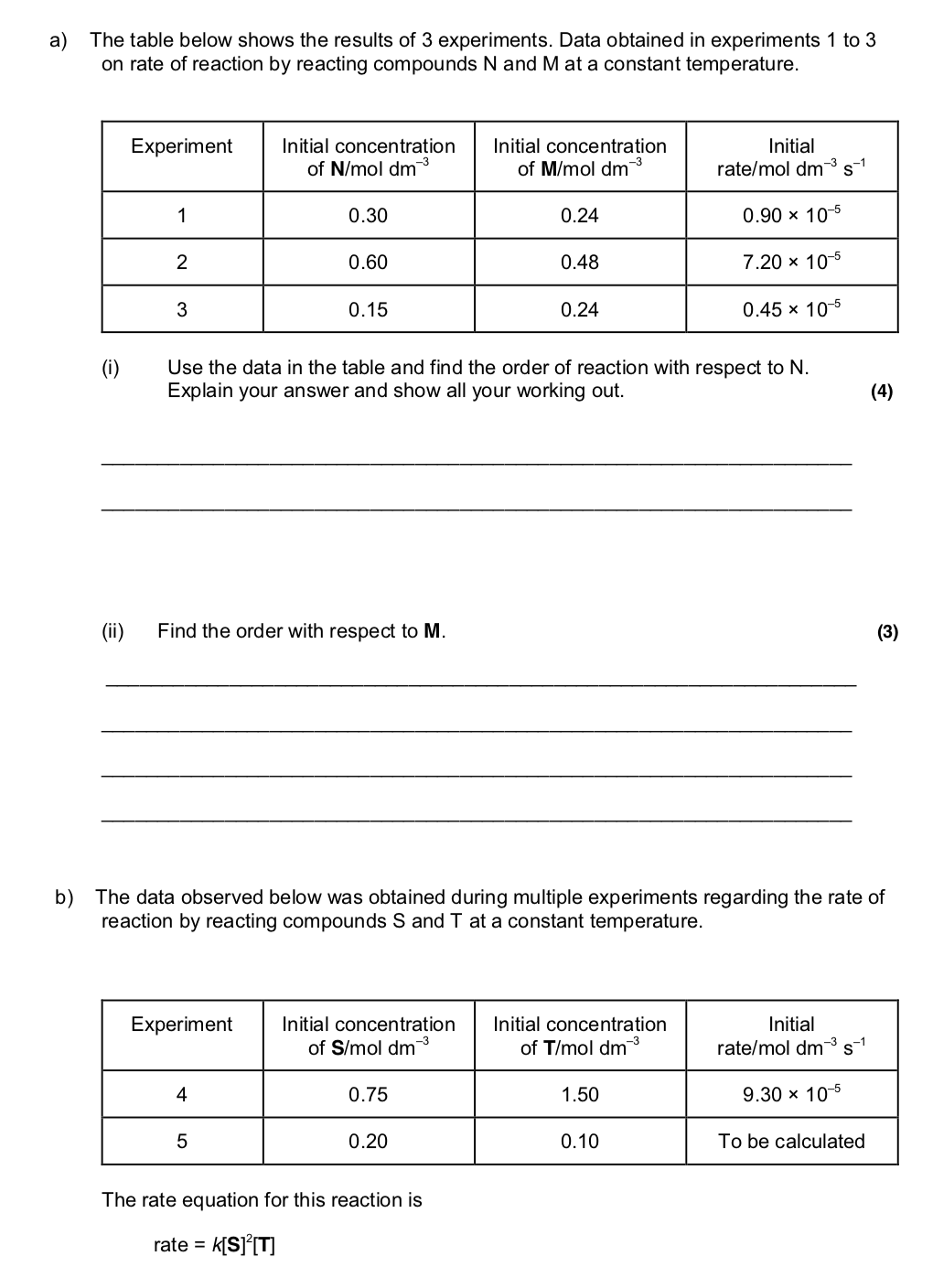 Solved A) The Table Below Shows The Results Of 3 | Chegg.com