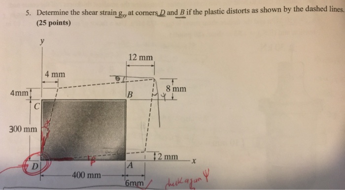 Solved Determine the shear strain g_xy at corners D and B if | Chegg.com