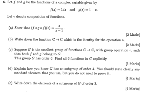 Solved 6. Let f and g be the functions of a complex variable | Chegg.com