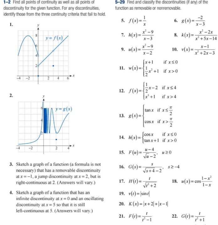 Solved 1-2 Find All Points Of Continuity As Well As All | Chegg.com