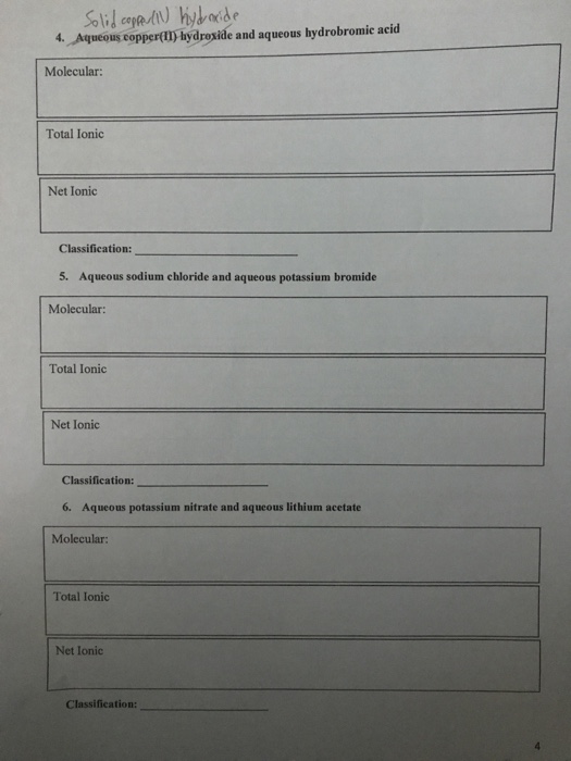 Solved Part Using The Solubility Rules Write Balanced Chegg Com