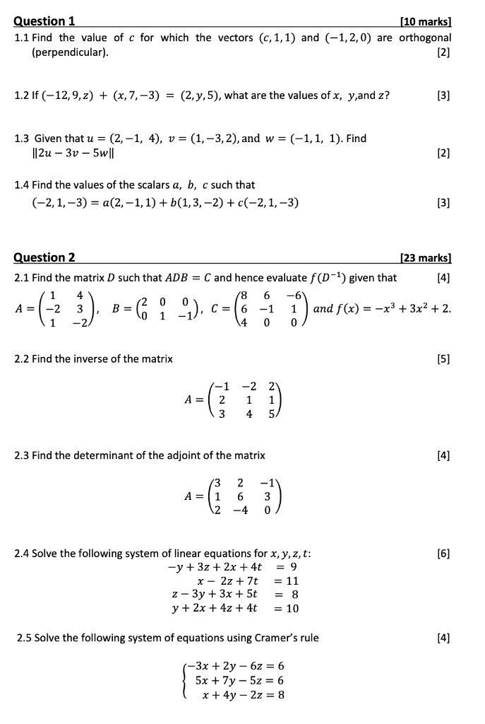 Solved Question 1 10 Marks 1 1 Find The Value Of C For Chegg Com