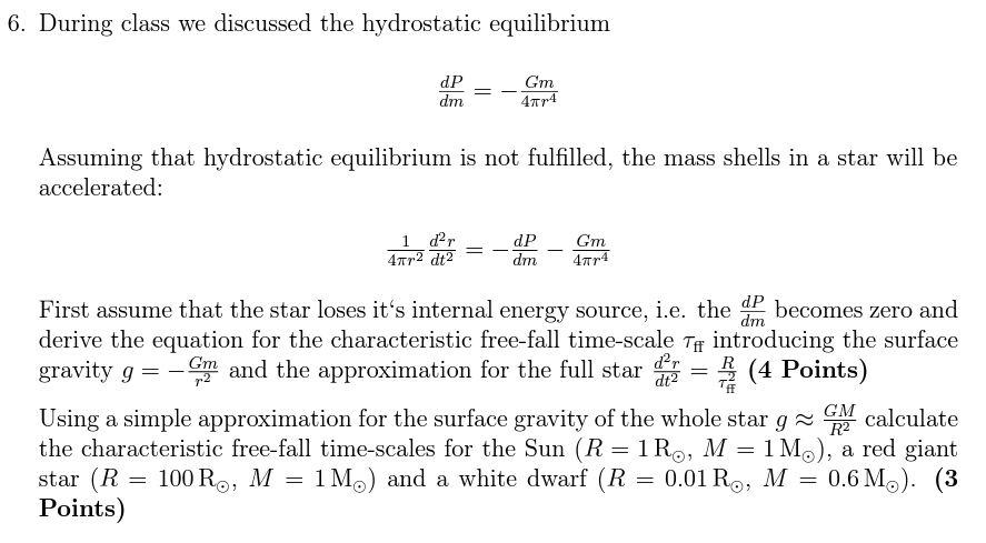 Solved 6. During class we discussed the hydrostatic | Chegg.com