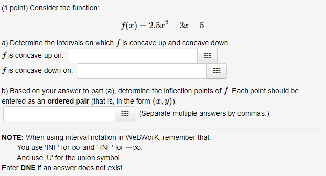 Solved (1 point) Use the given graph of the function f to | Chegg.com